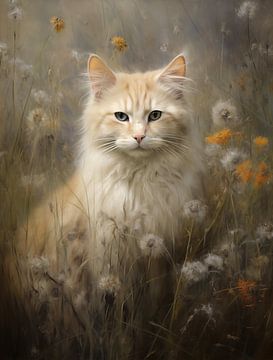 Beige Cat in A Lint Field by Emil Husstege