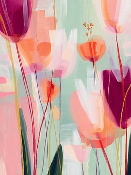 Pastellfarbene Tulpen in Bewegung von Mosaic Dialogue