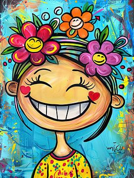Schilderij Vrolijk Meisje | Lachende tuin van ARTEO Schilderijen