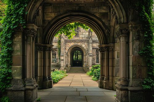 Oude stenen boog met details