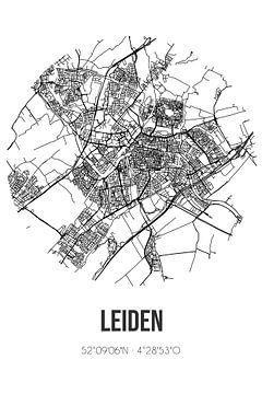 Leiden (Zuid-Holland) | Landkaart | Zwart-wit van Rezona
