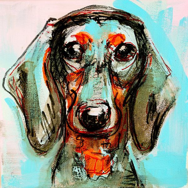 Dachshund portrait stubborn, figure 05 by Liesbeth Serlie