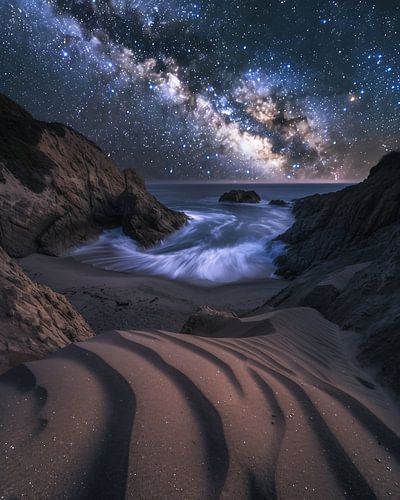 Rocky coast under the Milky Way