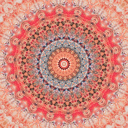 Mandala - Perzik en ijsblauw