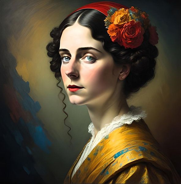 Féline with flowers by Gert-Jan Siesling