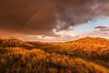 Duinlandschap met regenboog op Sylt van Christian Müringer