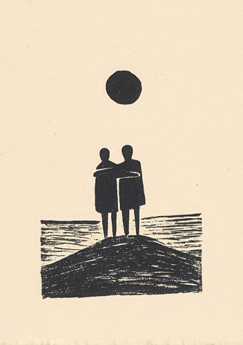 Paar op heuvel onder cirkel