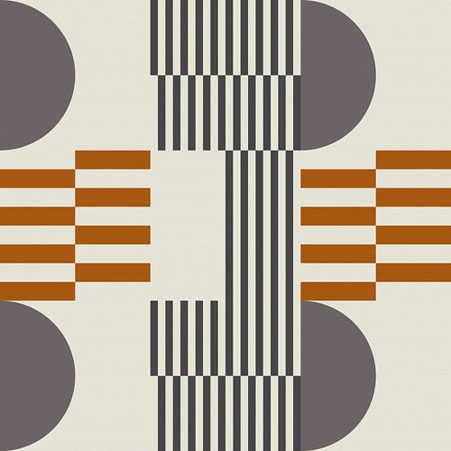 Abstracte geometrische retrostijl in donker goud, taupe, grijs XII