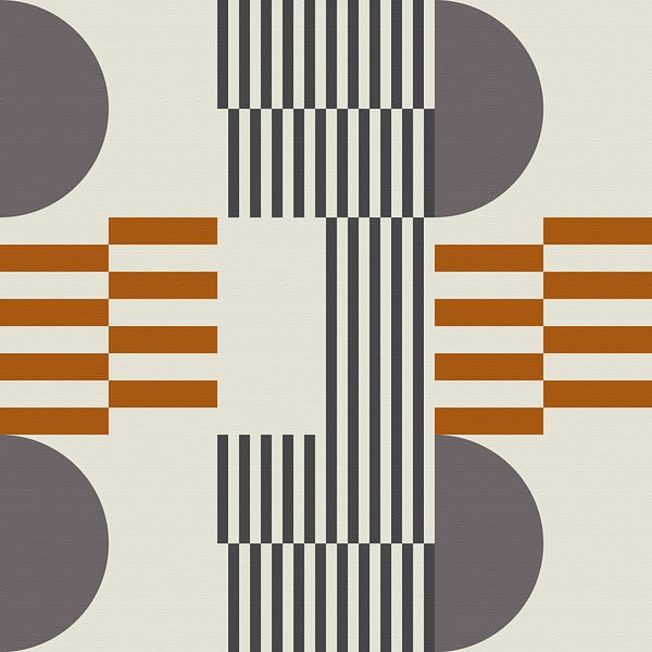 Abstracte geometrische retrostijl in donker goud, taupe, grijs XII van Dina Dankers