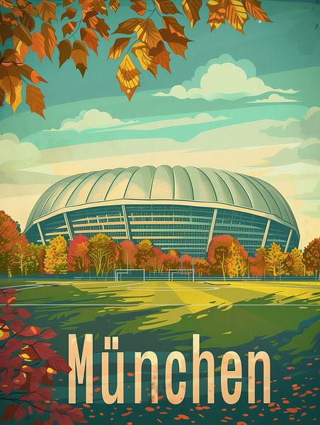 München Golden Leaves: Vintage-Reiseplakat von Travel Shop