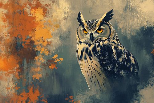 Waakzame uil met gouden ogen