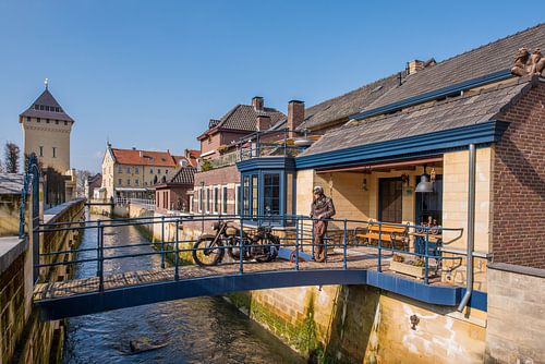 Biker on the bridge.
