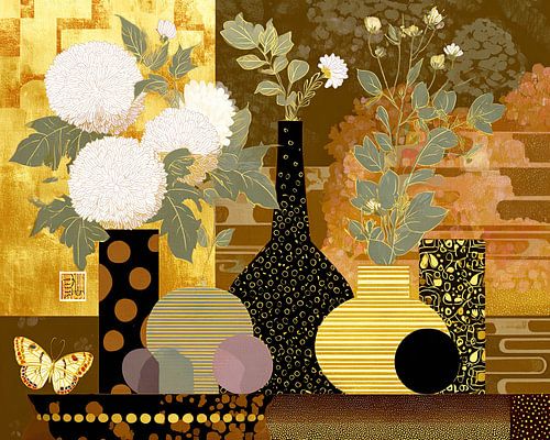 Weiße Blumenvasen von Blickfänger Gemälde