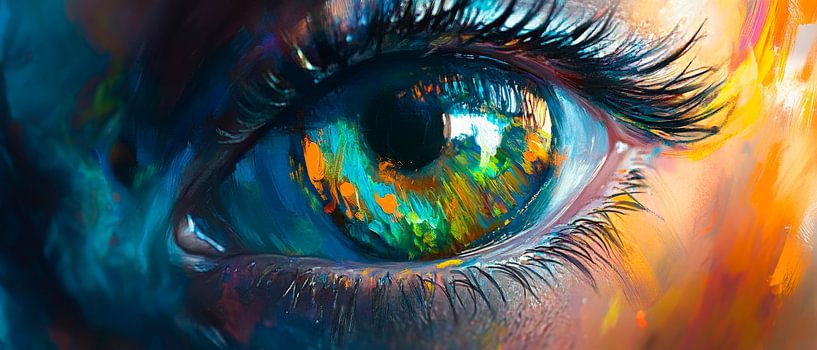 Fascinerend oog met een uitbarsting van kleur van Poster Art Shop