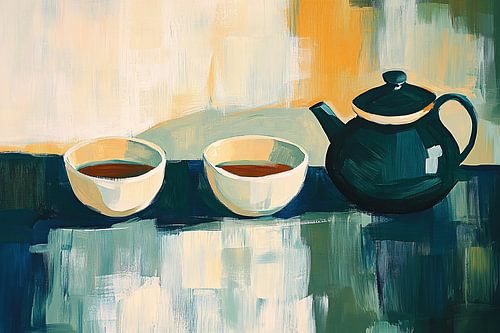 Theeservies in moderne abstracte stijl