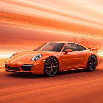 Oranje porsche 911 van Jessica Berendsen