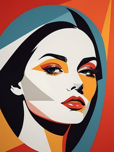 Pop Art Frau Porträt Abstrakte Geometrische Kunst