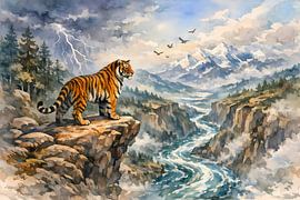 Tiger auf einem Felsvorsprung