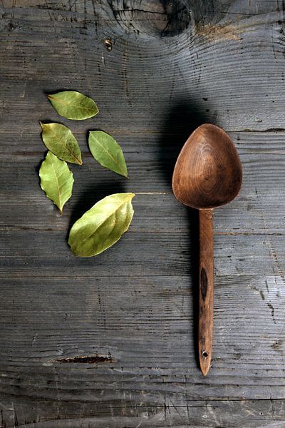 Bay leaves with spoon by Jürgen Wiesler