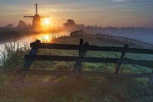 Rietveld molen met zonsopkomst