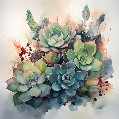 Aquarell Sukkulenten