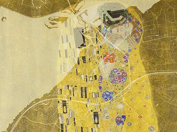 Carte de Harderwijk avec le Baiser de Gustav Klimt sur Map Art Studio