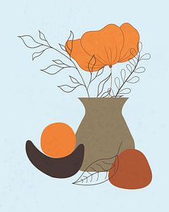 Minimalistisches Stilleben mit einer orangefarbenen Blume