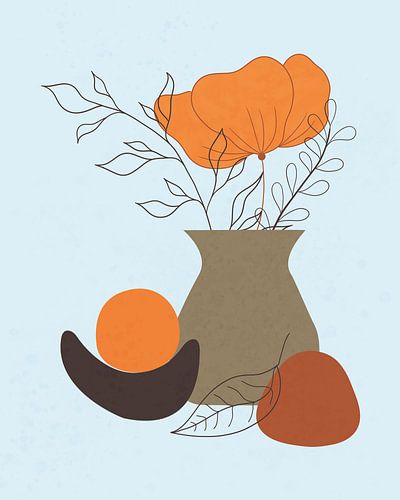 Minimalist still life with an orange flower