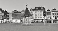 De Markt met puthuis van Den Bosch bij avond in zwart wit van Jasper van de Gein Photography thumbnail