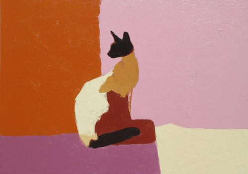 Minimalistische kat in pastelkleuren