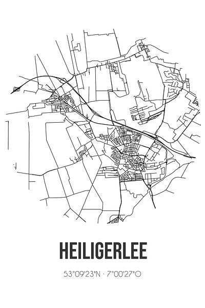 Heiligerlee (Groningen) | Map | Black and white by Prints of Place