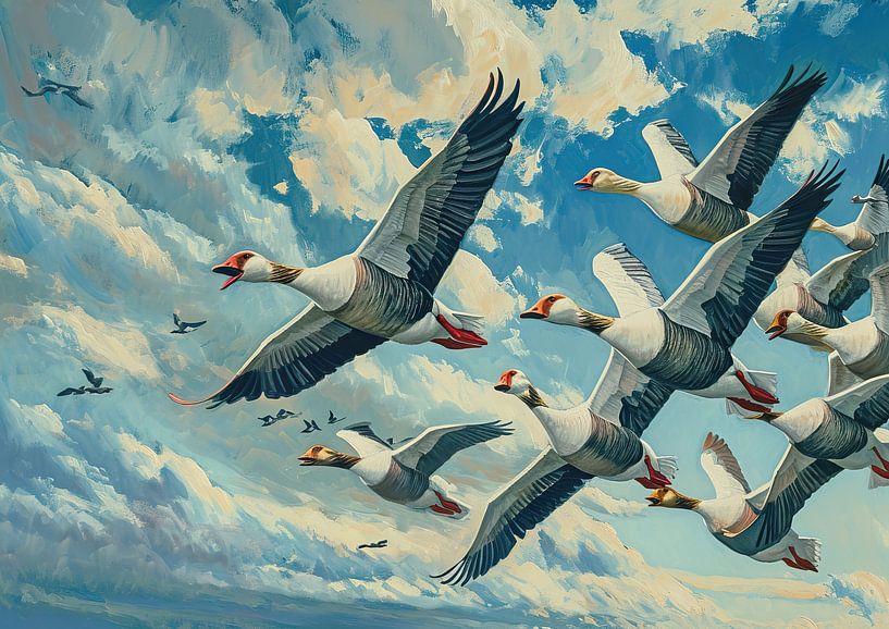 Fliegende Gänse malen von Kunst Laune
