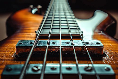 Atmospheric background of musical instrument, electric bass guitar by Ariadna de Raadt-Goldberg