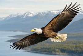 Un aigle à tête blanche majestueux en plein vol sur Markus Gann