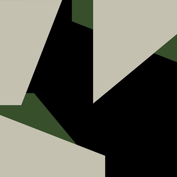 Green Black White Abstract Shapes no. 2 by Dina Dankers