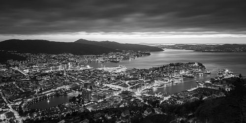 Bergen (Noorwegen) in Zwart-Wit