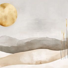 Golden Moon Landscape by Thea