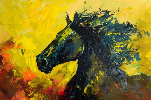 Peinture abstraite dynamique d'un cheval