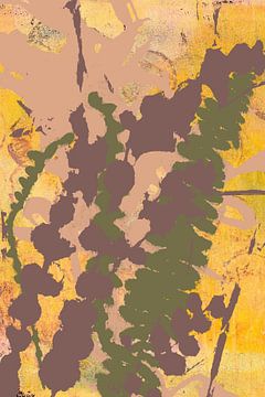 Natural living. Abstract Botanical Leaves Medley. Green, taupe, yellow by Dina Dankers