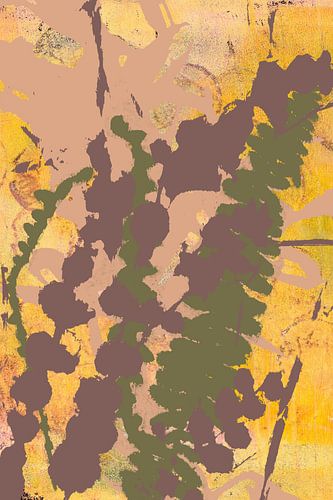 Natuurlijk leven. Abstracte Botanische Bladeren Medley. Groen, taupe, geel