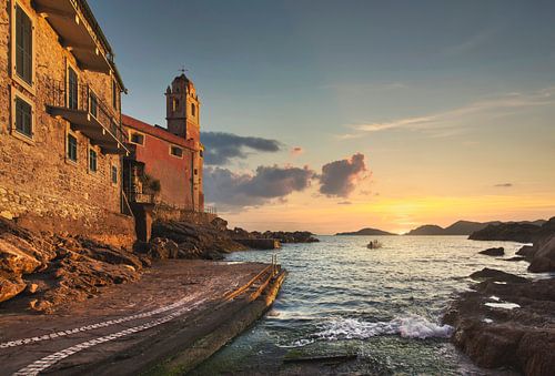 Tellaro church at sunset