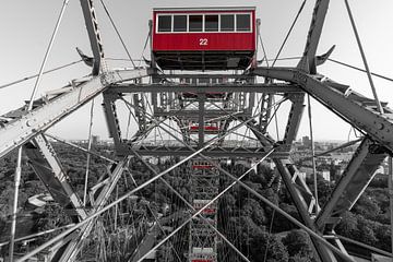 Red cabins of the Ferris wheel in Vienna