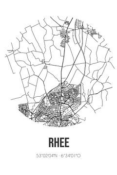 Rhee (Drenthe) | Karte | Schwarz und Weiß von Rezona