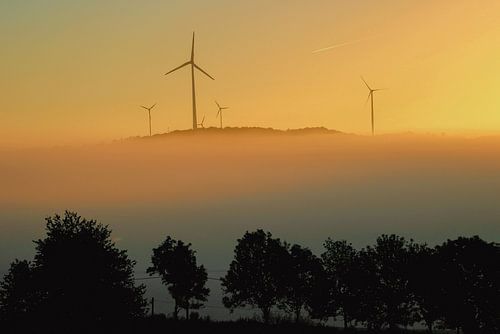 Sunrise with wind turbines / Eifel Germany / Nature Photography