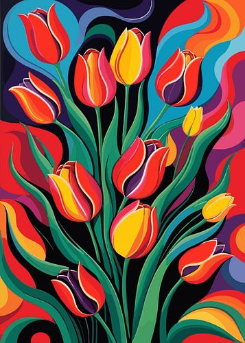 Jardin de tulipes en néon