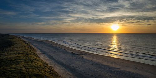Panorama zonsondergang strand Texel
