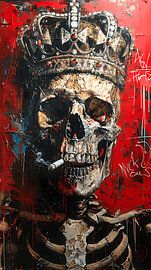 Skeleton portrait with wreath and cigarette by MNS Designs