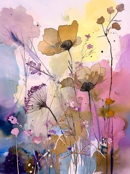 Modern schilderij:  Uitgebloeide bloemen en grassen van Studio Pieternel
