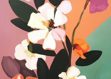 Abstract schilderij kleurrijke bloemen van Studio Allee