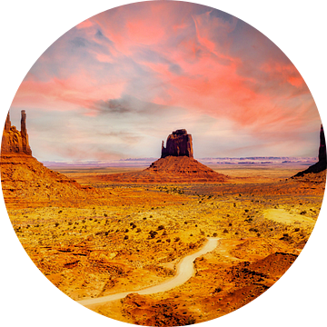 Tafelbergen van zandsteen in Monument Valley in Arizona USA van Dieter Walther